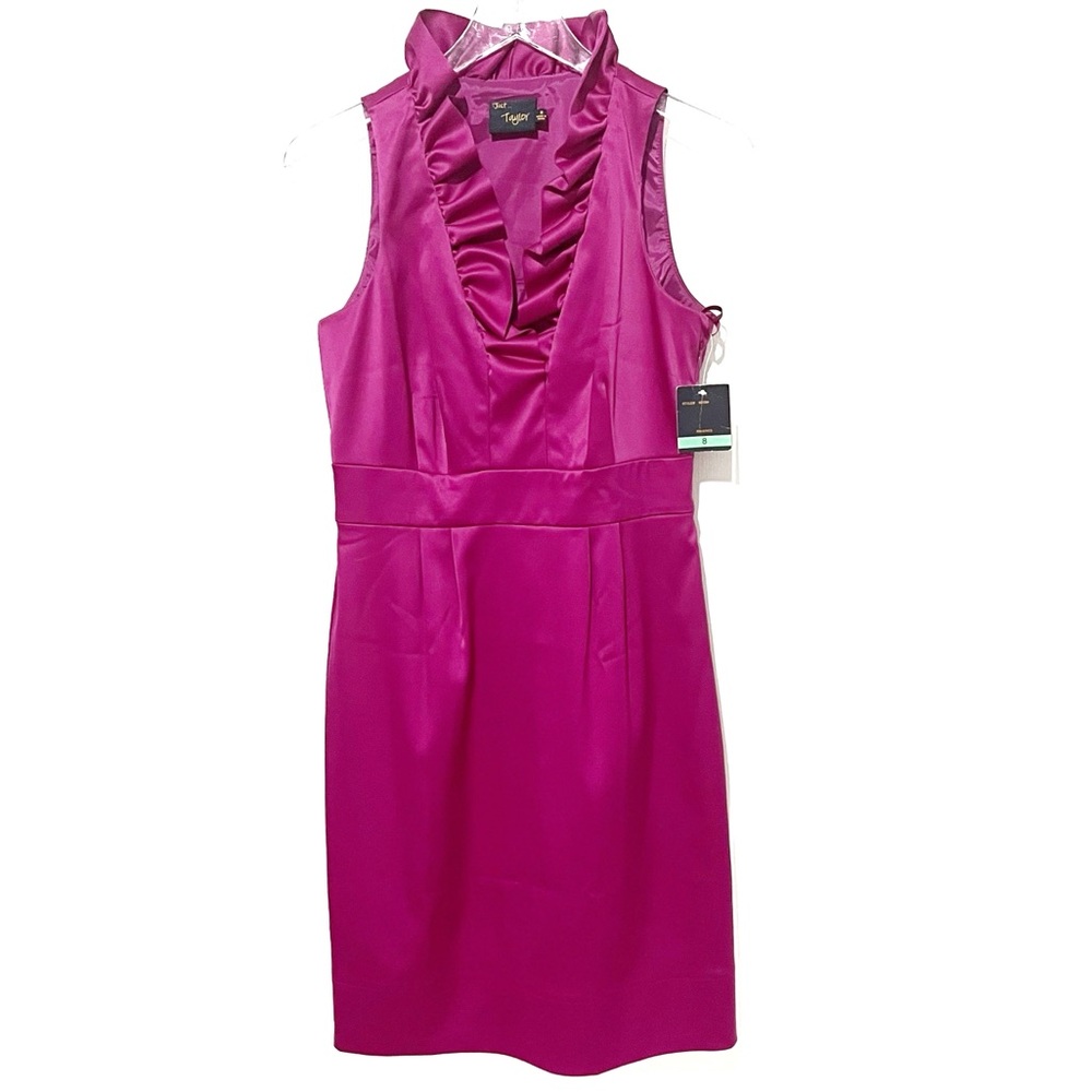 NEW Just Taylor Ruffle Collar Sleeveless Fuchsia Dress Size 8